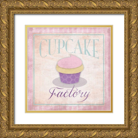 Cupcakes Gold Ornate Wood Framed Art Print with Double Matting by Grey, Jace