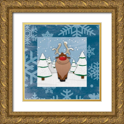 Reindeer Gold Ornate Wood Framed Art Print with Double Matting by Grey, Jace