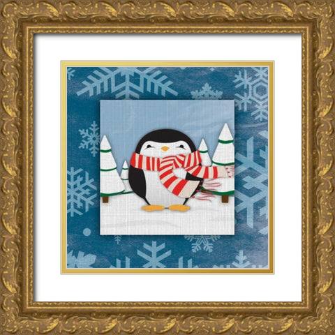 Penguin Gold Ornate Wood Framed Art Print with Double Matting by Grey, Jace