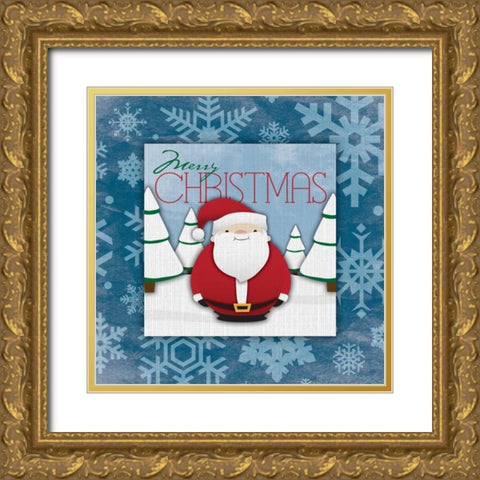 Merry christmas Gold Ornate Wood Framed Art Print with Double Matting by Grey, Jace