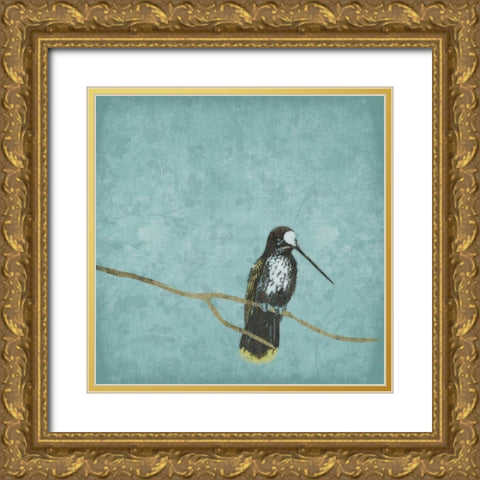 Bird on branch 2 Gold Ornate Wood Framed Art Print with Double Matting by Grey, Jace