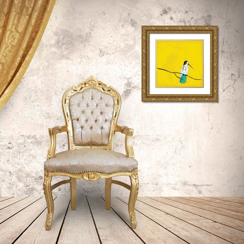 Bird on branch 3 Gold Ornate Wood Framed Art Print with Double Matting by Grey, Jace