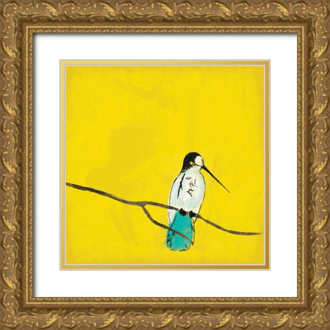 Bird on branch 3 Gold Ornate Wood Framed Art Print with Double Matting by Grey, Jace
