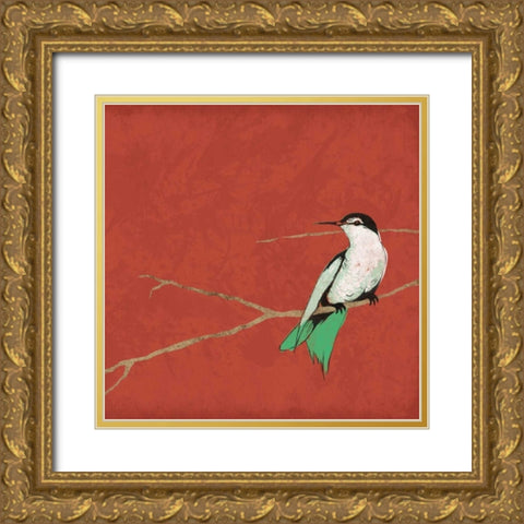 Birds on branch Gold Ornate Wood Framed Art Print with Double Matting by Grey, Jace