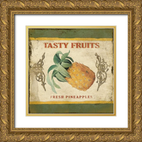 Pineapple Gold Ornate Wood Framed Art Print with Double Matting by Grey, Jace