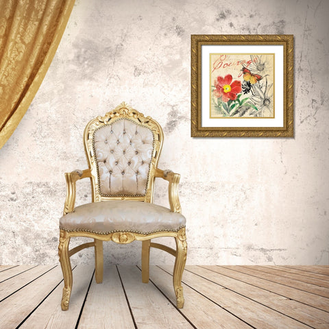 Courage floral Gold Ornate Wood Framed Art Print with Double Matting by Grey, Jace