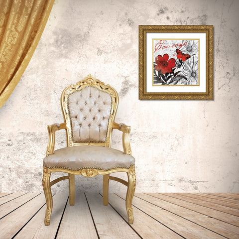 Courage floral Gold Ornate Wood Framed Art Print with Double Matting by Grey, Jace