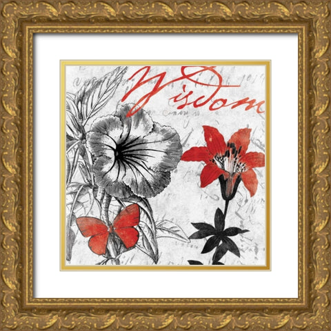 Wisdom floral Gold Ornate Wood Framed Art Print with Double Matting by Grey, Jace