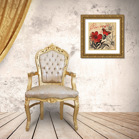 Courage floral Gold Ornate Wood Framed Art Print with Double Matting by Grey, Jace