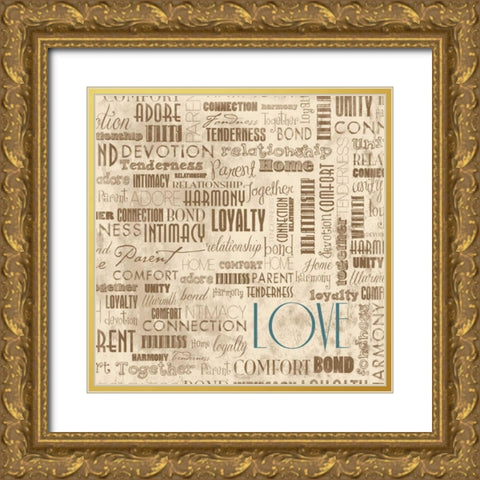 LOVE Gold Ornate Wood Framed Art Print with Double Matting by Grey, Jace