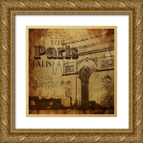 Paris10 Gold Ornate Wood Framed Art Print with Double Matting by Grey, Jace