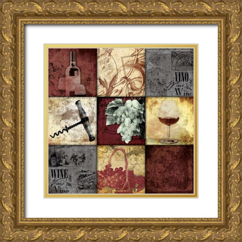 Wine 9 patch Gold Ornate Wood Framed Art Print with Double Matting by Grey, Jace