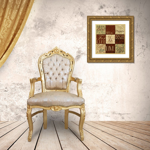 9 patch Gold Ornate Wood Framed Art Print with Double Matting by Grey, Jace