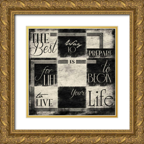 9 patch Gold Ornate Wood Framed Art Print with Double Matting by Grey, Jace
