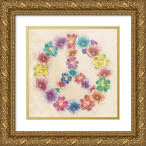 Floral peace Gold Ornate Wood Framed Art Print with Double Matting by Grey, Jace