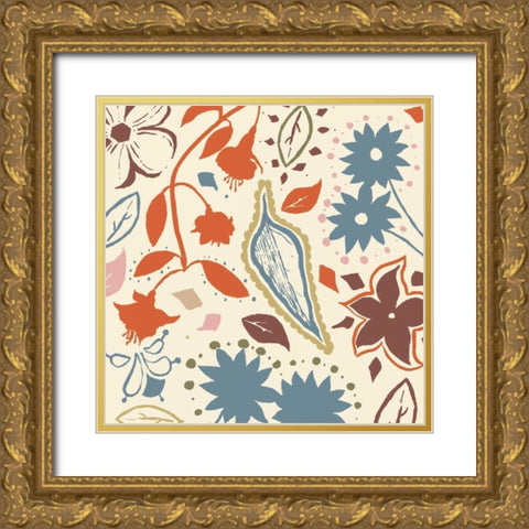 Basic Floral 3 Gold Ornate Wood Framed Art Print with Double Matting by Grey, Jace