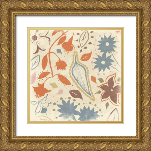 Basic Floral 4 Gold Ornate Wood Framed Art Print with Double Matting by Grey, Jace