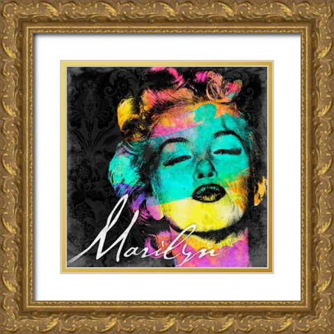 Marilyn Colorful Gold Ornate Wood Framed Art Print with Double Matting by Grey, Jace