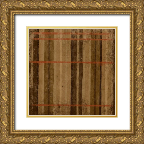 Burnt orange Stripes Gold Ornate Wood Framed Art Print with Double Matting by Grey, Jace