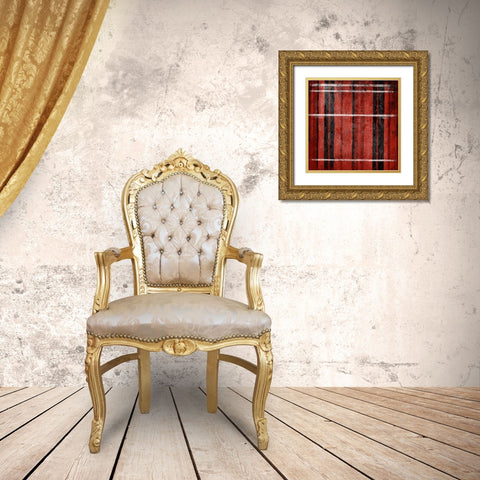RED Stripes Gold Ornate Wood Framed Art Print with Double Matting by Grey, Jace