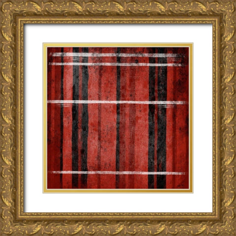 RED Stripes Gold Ornate Wood Framed Art Print with Double Matting by Grey, Jace