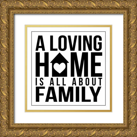 Home 3 Gold Ornate Wood Framed Art Print with Double Matting by Grey, Jace
