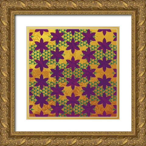 Floral Pattern Gold Ornate Wood Framed Art Print with Double Matting by Grey, Jace