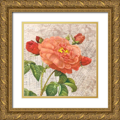 flowers Gold Ornate Wood Framed Art Print with Double Matting by Grey, Jace