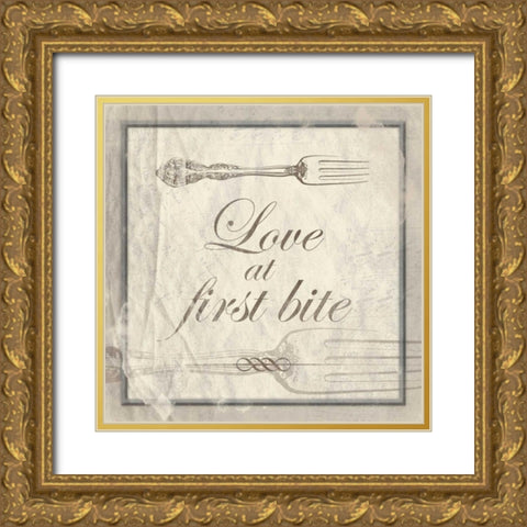 LOVE AT FIRST BITE Gold Ornate Wood Framed Art Print with Double Matting by Grey, Jace