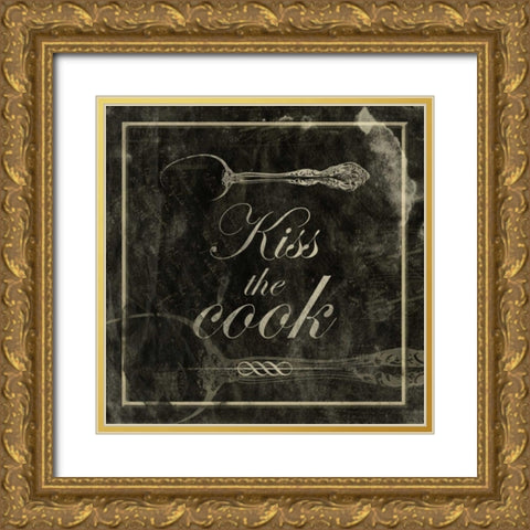 kiss the cook Gold Ornate Wood Framed Art Print with Double Matting by Grey, Jace