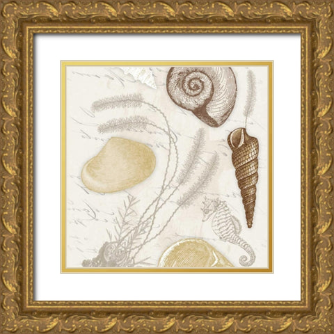 Shell 2 Gold Ornate Wood Framed Art Print with Double Matting by Grey, Jace