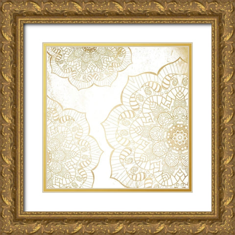 Gold Mandala Gold Ornate Wood Framed Art Print with Double Matting by Grey, Jace