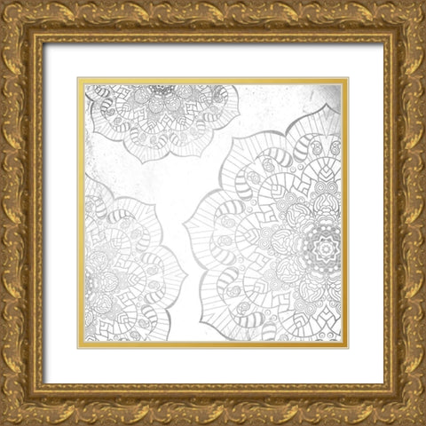 Silver Mandala Gold Ornate Wood Framed Art Print with Double Matting by Grey, Jace