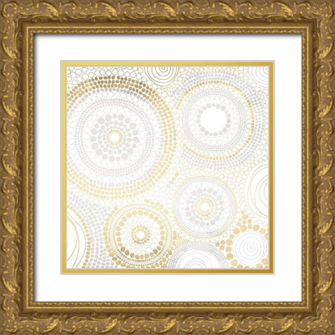 Gold Silver Dots Gold Ornate Wood Framed Art Print with Double Matting by Grey, Jace