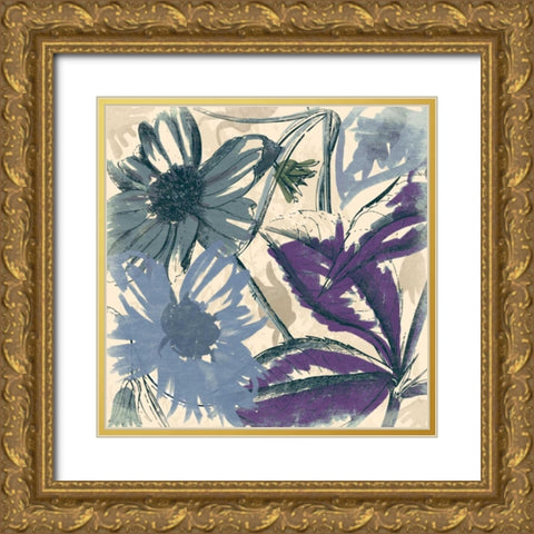 Sketch flowers Gold Ornate Wood Framed Art Print with Double Matting by Grey, Jace