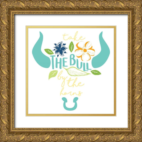 The Bull Gold Ornate Wood Framed Art Print with Double Matting by Grey, Jace