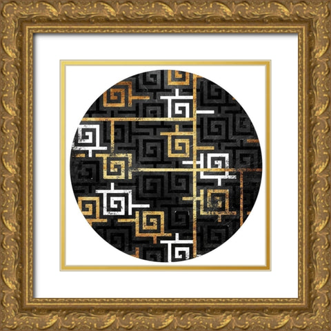 Interlock Two Circle Gold Ornate Wood Framed Art Print with Double Matting by Grey, Jace