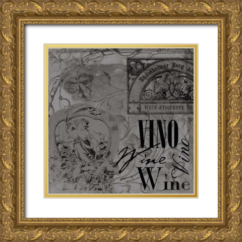 Wine labels 2 Gold Ornate Wood Framed Art Print with Double Matting by Grey, Jace