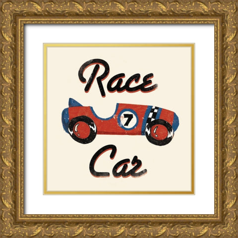 Race Car Gold Ornate Wood Framed Art Print with Double Matting by Grey, Jace