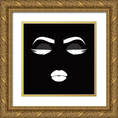 ReHer Face Gold Ornate Wood Framed Art Print with Double Matting by Grey, Jace