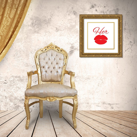 Her Lips Gold Ornate Wood Framed Art Print with Double Matting by Grey, Jace