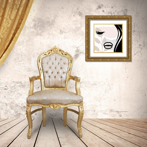 Calm Face With Shapes Gold Ornate Wood Framed Art Print with Double Matting by Grey, Jace