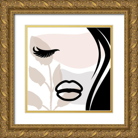 Calm Face With Shapes Gold Ornate Wood Framed Art Print with Double Matting by Grey, Jace