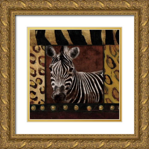 Zebra bordered Gold Ornate Wood Framed Art Print with Double Matting by Grey, Jace