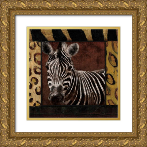 Zebra No Circles Gold Ornate Wood Framed Art Print with Double Matting by Grey, Jace