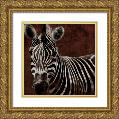 Zebra Gold Ornate Wood Framed Art Print with Double Matting by Grey, Jace