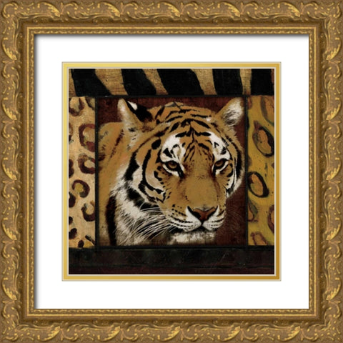 Tiger No Circles Gold Ornate Wood Framed Art Print with Double Matting by Grey, Jace