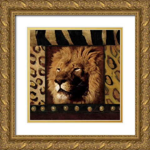 Lion Bordered Gold Ornate Wood Framed Art Print with Double Matting by Grey, Jace