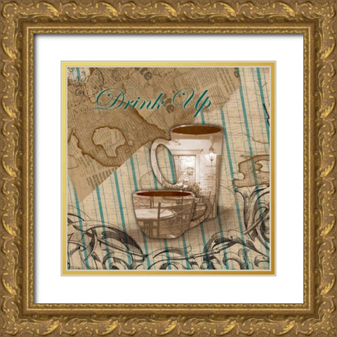 Drink up Gold Ornate Wood Framed Art Print with Double Matting by Grey, Jace