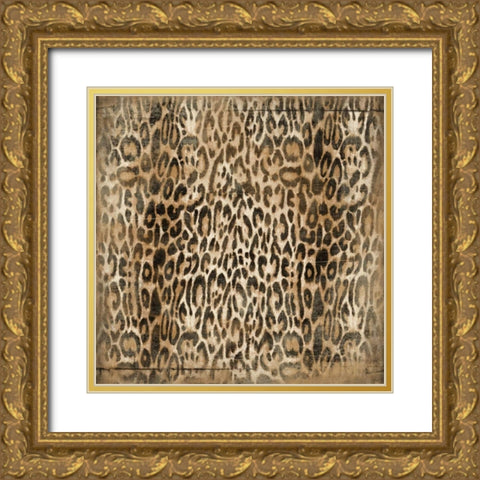 leopard Gold Ornate Wood Framed Art Print with Double Matting by Grey, Jace